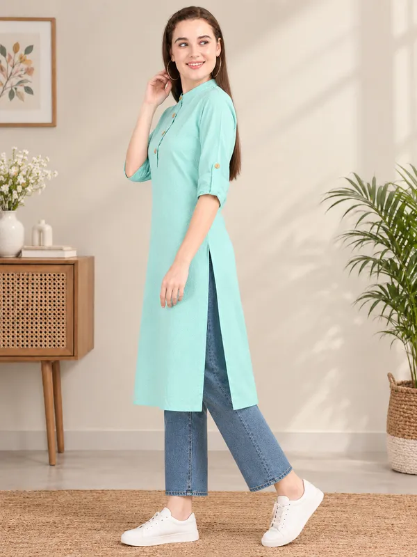 Moms_Maternity_Women's_Pure_Cotton_Solid_Shirt_Collar_Kurti