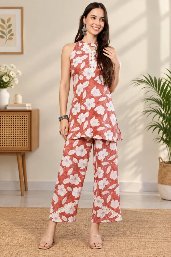 Moms_Maternity_Women's__Floral_Printed_Pure_Cotton_Tunic_With_Trousers_Co-ord_Set