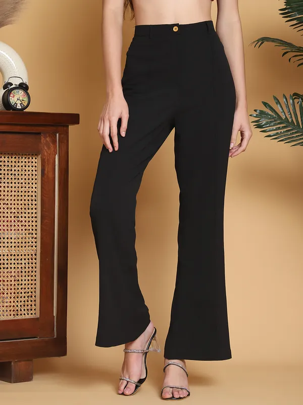 Black_Solid_Full_Length_Bellbottam_Trouser_For_Women