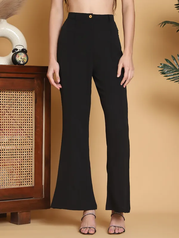 Black_Solid_Full_Length_Bellbottam_Trouser_For_Women