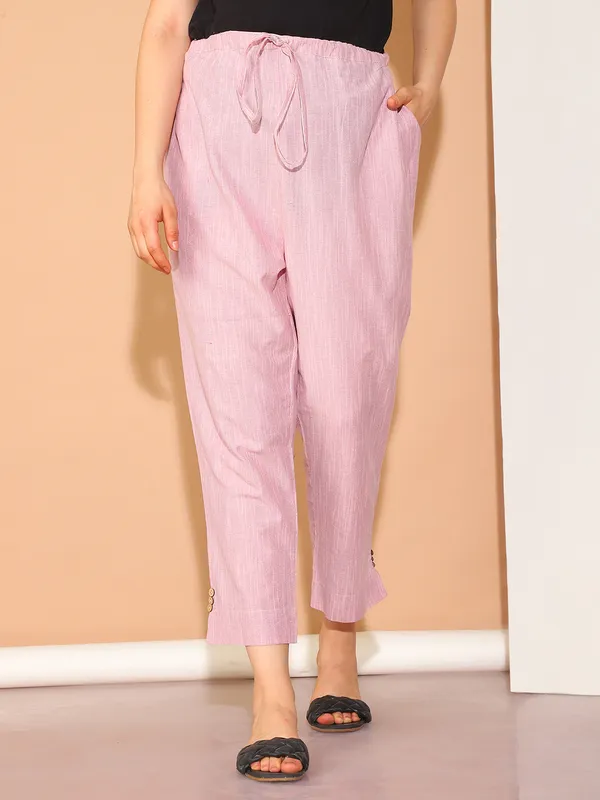 Pink_Solid_Khadi_Cotton_Maternity_Trouser_For_Women
