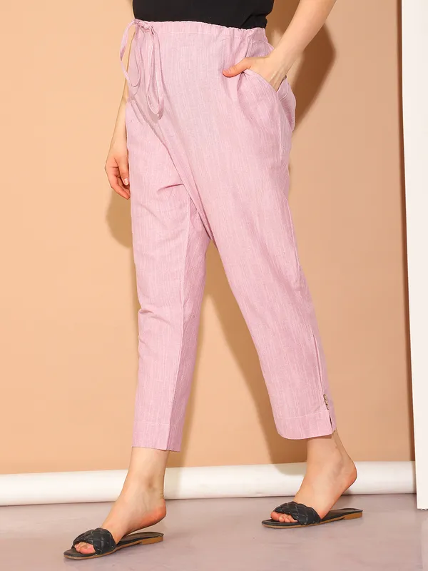 Pink_Solid_Khadi_Cotton_Maternity_Trouser_For_Women