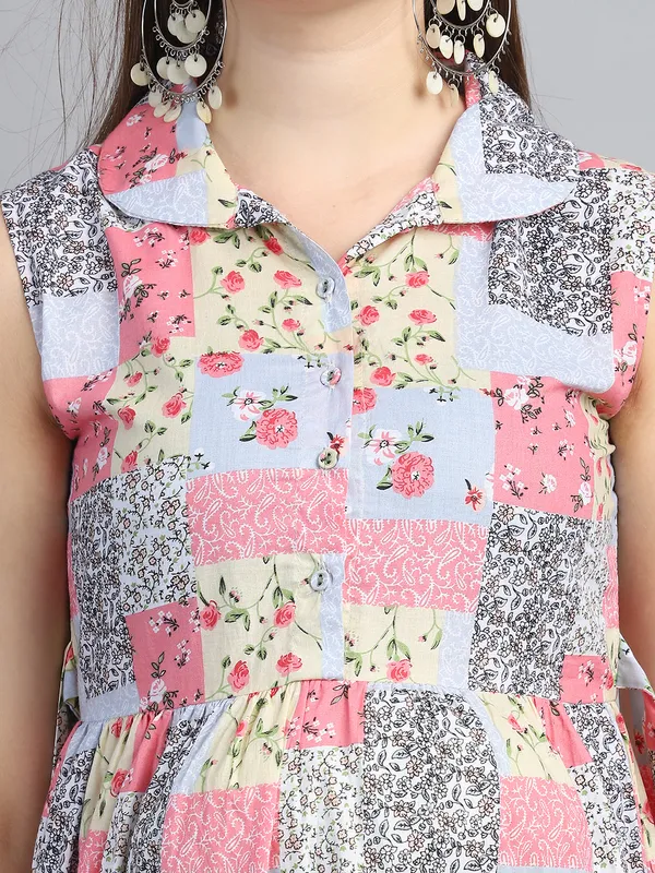 Floral_Printed_Shirt_Collar_Cotton_Maternity_Midi_Dress_For_Women