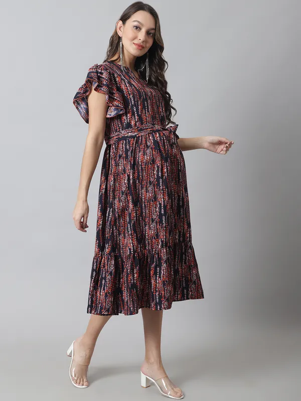 Maternity_Crepe_Floral_Midi_Dress_For_Women
