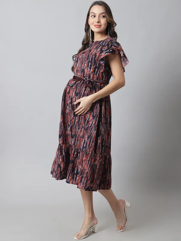 Maternity_Crepe_Floral_Midi_Dress_For_Women