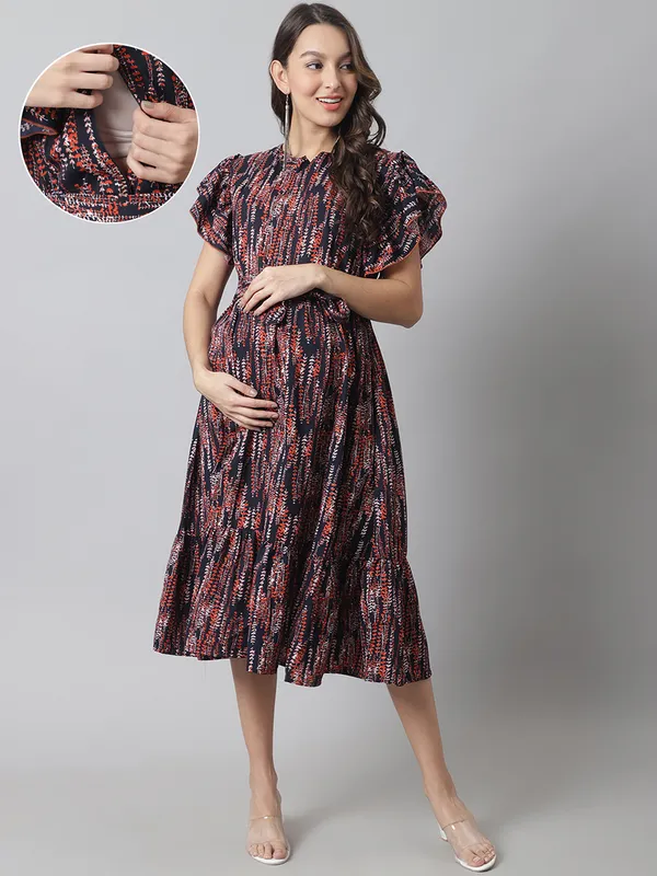 Maternity_Crepe_Floral_Midi_Dress_For_Women