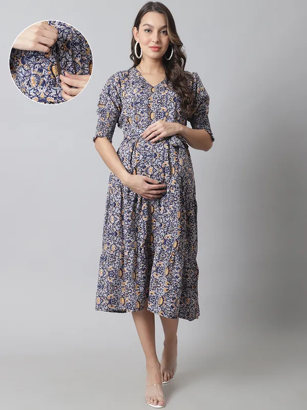 Maternity_Crepe_Floral_Midi_Dress_For_Women