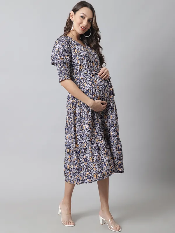Maternity_Crepe_Floral_Midi_Dress_For_Women