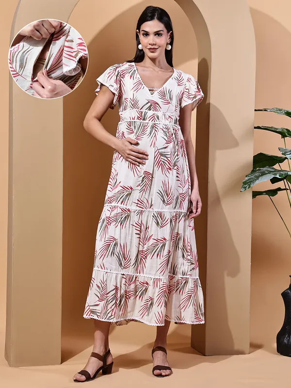 Floral_Print_Cotton_Off_Maternity_Maxi_Dress_For_Women