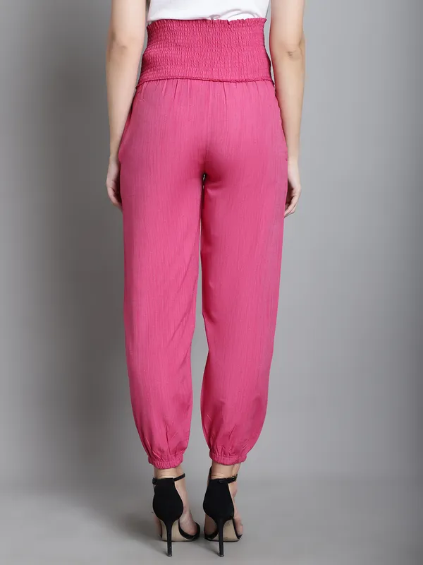 Maroon_Solid_Sustainable_Cotton_Ankel_Length_High_Rise_Maternity_Trouser_For_Women