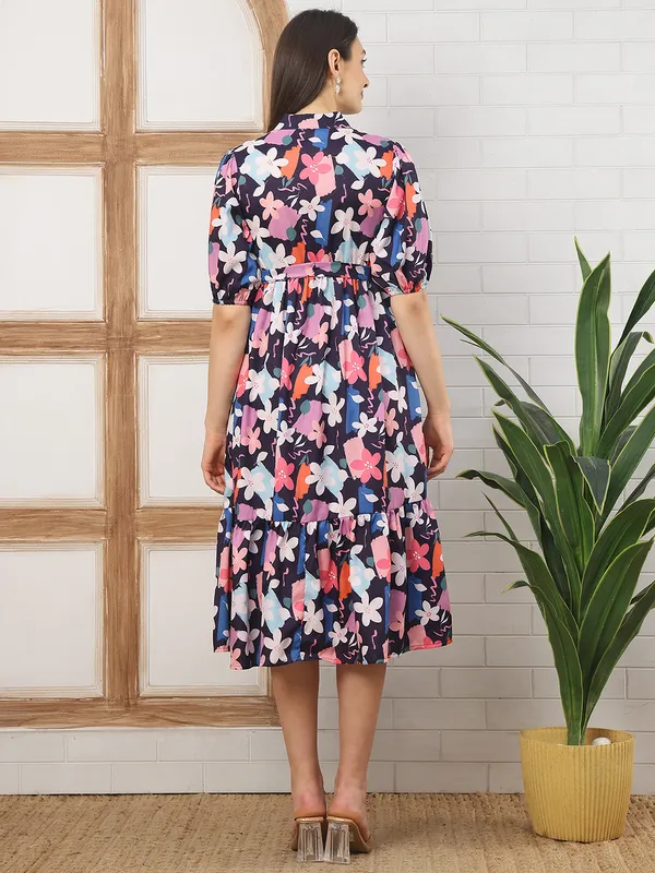 Moms_Maternity_Women's_Floral_Print_Navy_Blue_Color_Maternity_Midi_Dress