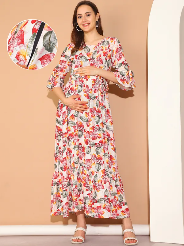 Moms_Maternity_Women's_Floral_Print_Rayon_Multi_Color_Maternity_Maxi_Dress