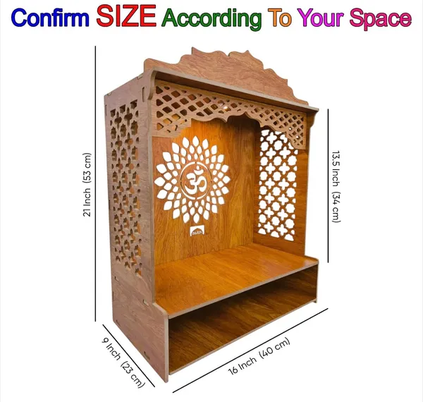 Beautiful_Wooden_Temple_|_MDF_Pooja_MANDIR_for_Home_and_Office_use_with_LED_SPOT_Light_|_Engineered_Wood_Pooja_Stand_with_Storage_Shelves_|_Size_-_H_15.5_x_L
12.5_x_W_9_inch