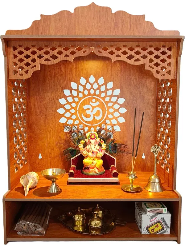 Beautiful_Wooden_Temple_|_MDF_Pooja_MANDIR_for_Home_and_Office_use_with_LED_SPOT_Light_|_Engineered_Wood_Pooja_Stand_with_Storage_Shelves_|_Size_-_H_15.5_x_L
12.5_x_W_9_inch