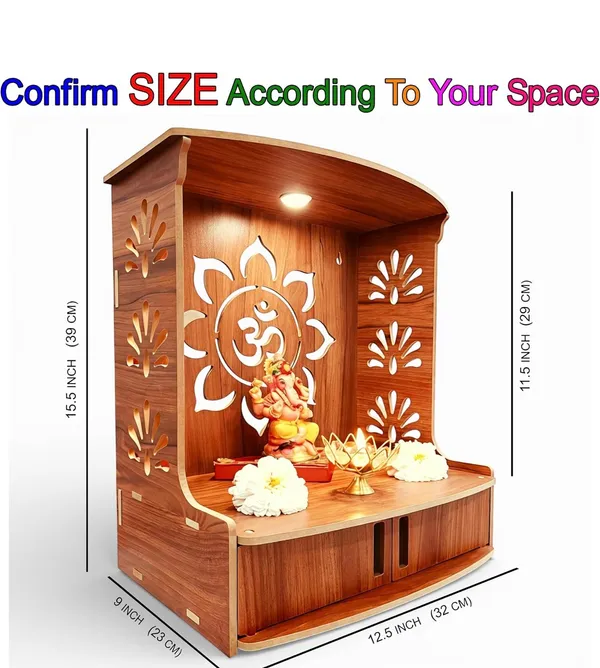 Beautiful_Wooden_Temple_|_MDF_Pooja_MANDIR_for_Home_and_Office_use_with_LED_SPOT_Light_|_Engineered_Wood_Pooja_Stand_with_Storage_Shelves_|_Size_-_H_15.5_x_L
12.5_x_W_9_inch