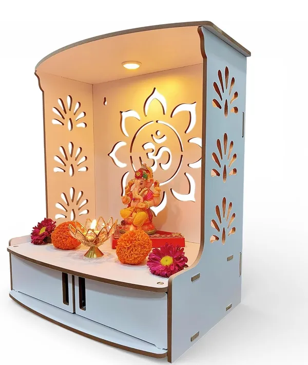Beautiful_Wooden_Temple_|_MDF_Pooja_MANDIR_for_Home_and_Office_use_with_LED_SPOT_Light_|_Engineered_Wood_Pooja_Stand_with_Storage_Shelves_|_Size_-_H_15.5_x_L
12.5_x_W_9_inch