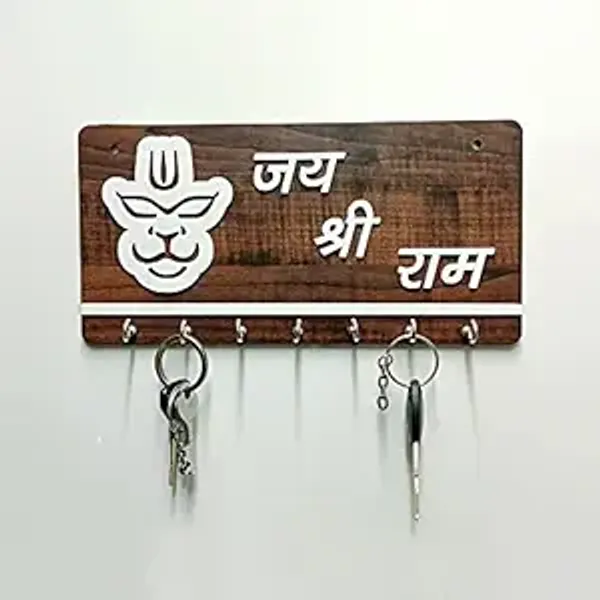 White_And_Brown_AcrylicMdf_Shiny_Wall_Mounted_Key_Holder_For_Home_Office_Dining_Table_Kitchen_Use