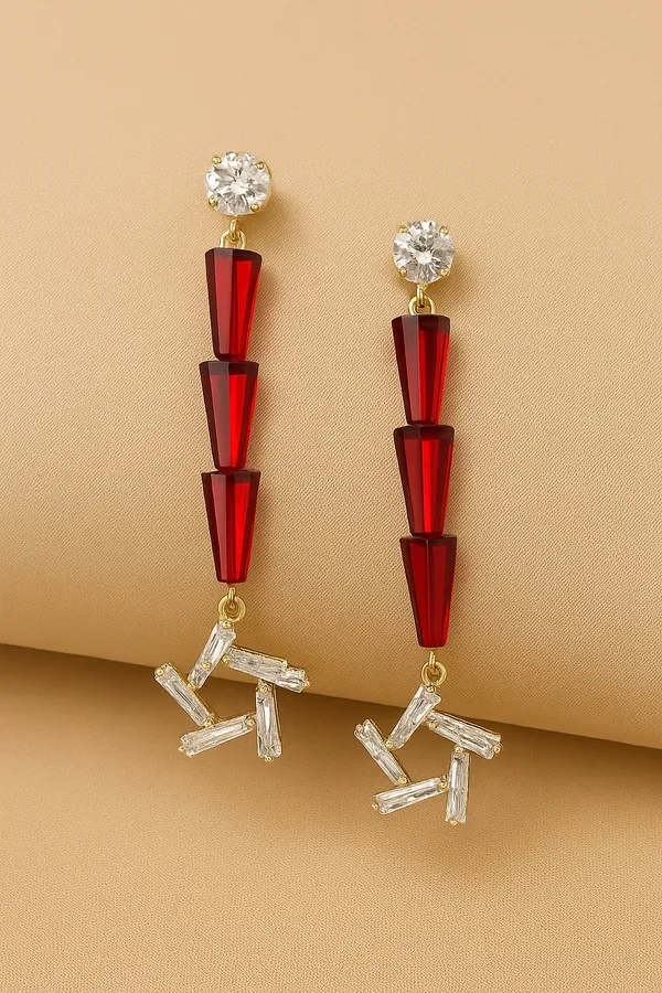 Amber_Crystal_Long_Drop_Earrings_for_Women_|_Gold_Plated_Geometric_Dangle_Earrings_|_Elegant_Party_&_Wedding_Jewelry