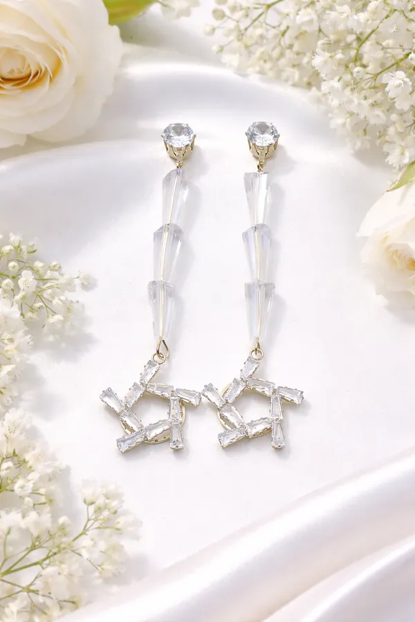 Amber_Crystal_Long_Drop_Earrings_for_Women_|_Gold_Plated_Geometric_Dangle_Earrings_|_Elegant_Party_&_Wedding_Jewelry