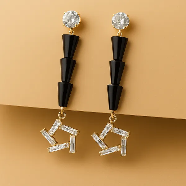 Amber_Crystal_Long_Drop_Earrings_for_Women_|_Gold_Plated_Geometric_Dangle_Earrings_|_Elegant_Party_&_Wedding_Jewelry