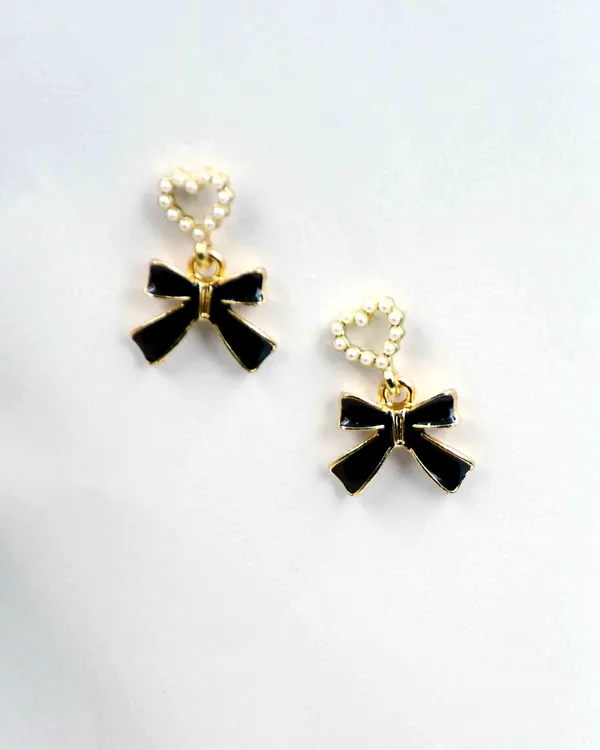 Trendy_Korean_Gold_Plated_Heart_And_Bow_Earrings_Alloy_Stud_Earring