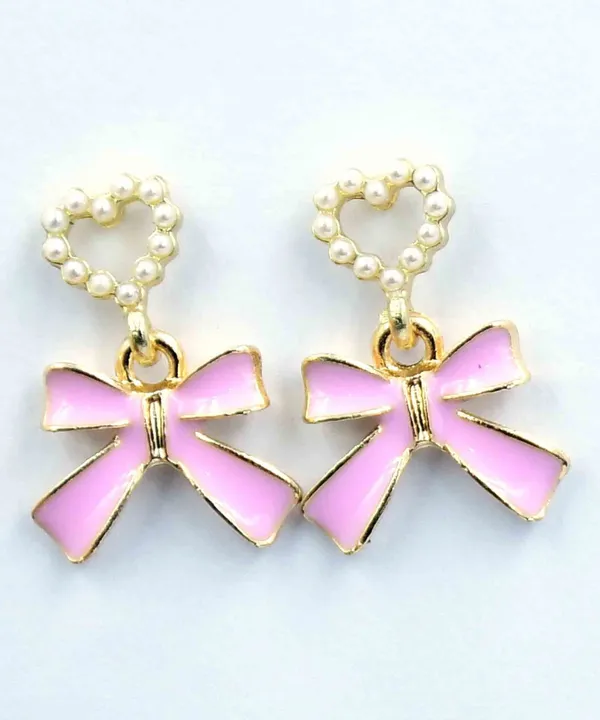 Cute_Pink_Bow_Pearl_Heart_Earrings_for_Girls_|_Trendy_Party_Wear_Alloy_Stud_Earring