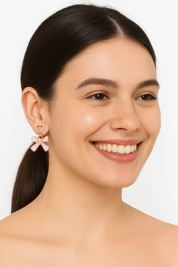 Cute_Pink_Bow_Pearl_Heart_Earrings_for_Girls_|_Trendy_Party_Wear_Alloy_Stud_Earring