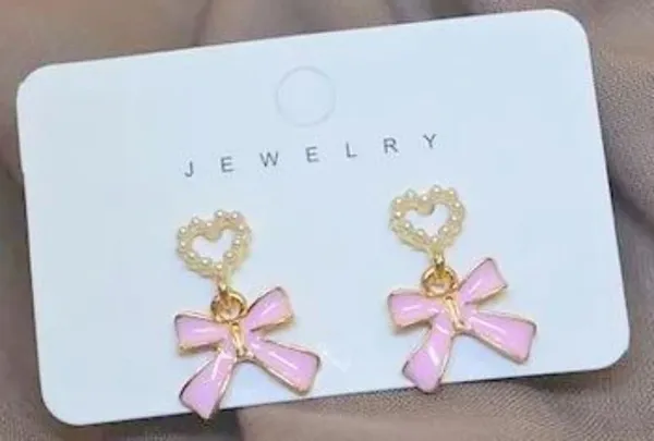 Cute_Pink_Bow_Pearl_Heart_Earrings_for_Girls_|_Trendy_Party_Wear_Alloy_Stud_Earring