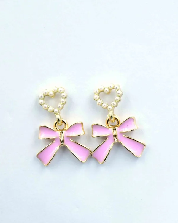 Cute_Pink_Bow_Pearl_Heart_Earrings_for_Girls_|_Trendy_Party_Wear_Alloy_Stud_Earring