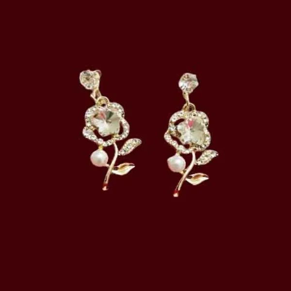 Drop_Earrings_With_Rhinestones_And_Faux_Pearls,_Zinc_Alloy_Dangle_Earrings_Cubic_Zirconia_Alloy_Drops_&_Danglers