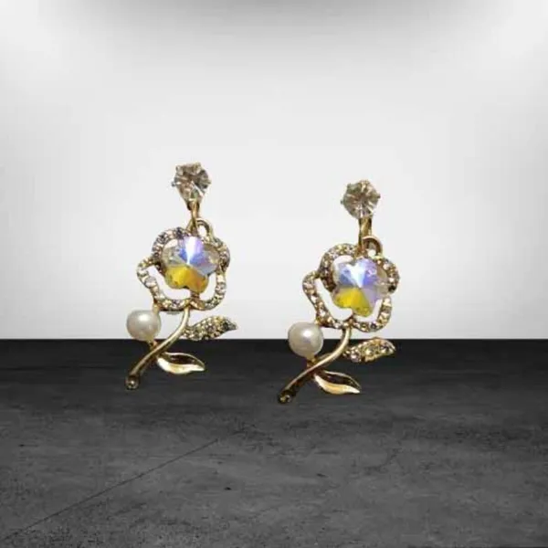 Drop_Earrings_With_Rhinestones_And_Faux_Pearls,_Zinc_Alloy_Dangle_Earrings_Cubic_Zirconia_Alloy_Drops_&_Danglers