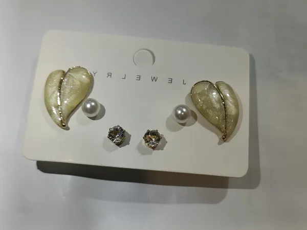 Trendy_Black_Heart,_Pearl_&_Stone_Stud_Earrings_Combo_Set_for_Women_Cubic_Zirconia_Brass_Stud_Earring