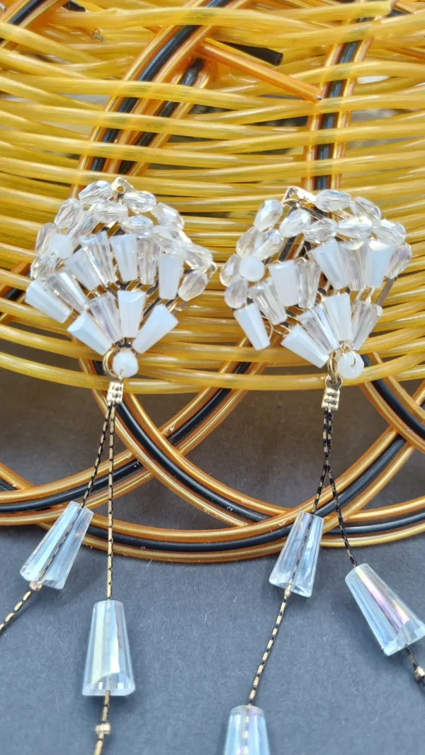New_design_bead_earrings_perfect_for_everyday_and_any_outfit_Crystal_Brass_Drops_&_Danglers