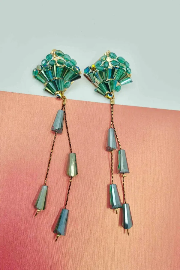 New_design_bead_earrings_perfect_for_everyday_and_any_outfit_Crystal_Brass_Drops_&_Danglers