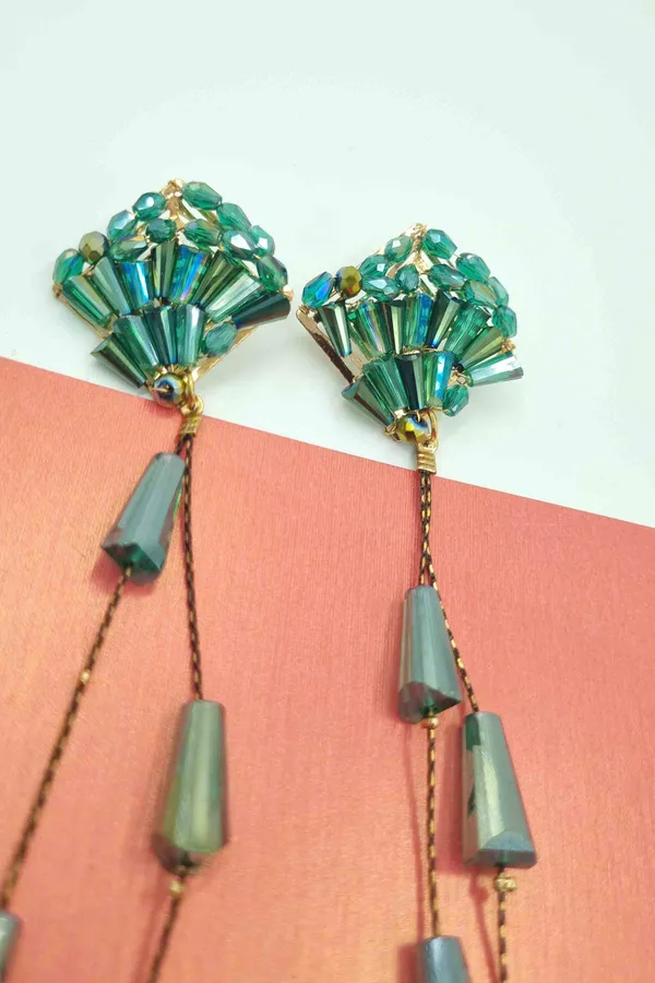 New_design_bead_earrings_perfect_for_everyday_and_any_outfit_Crystal_Brass_Drops_&_Danglers