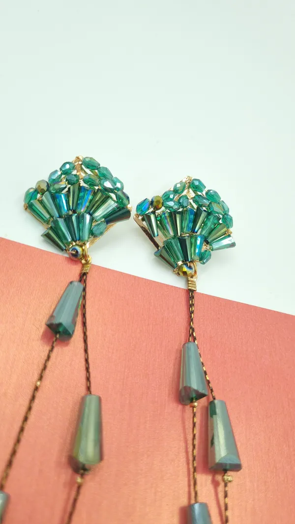 New_design_bead_earrings_perfect_for_everyday_and_any_outfit_Crystal_Brass_Drops_&_Danglers