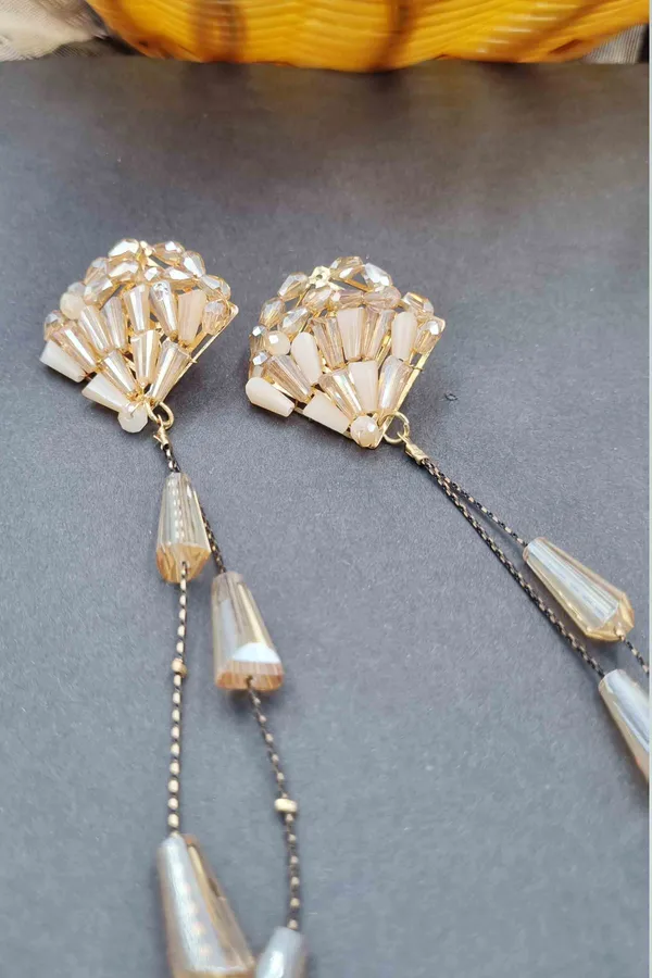 New_design_bead_earrings_perfect_for_everyday_and_any_outfit_Crystal_Brass_Drops_&_Danglers