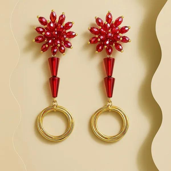Trendy_new_design_Textured_Hoop_and_Stud_Earring_Set_Crystal_Copper_Crystal_Hoop_Earring