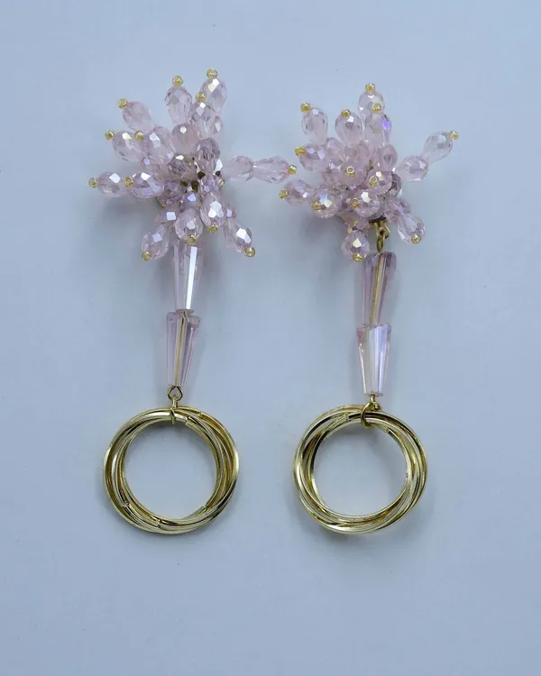 Trendy_new_design_Textured_Hoop_and_Stud_Earring_Set_Crystal_Copper,_Crystal_Hoop_Earring
