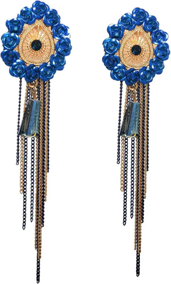 Alluring_Drop_Earrings_with_Delicate_Gold_Chains_and_Tassels_Crystal_Alloy_Drops_&_Danglers,_Hoop_Earring