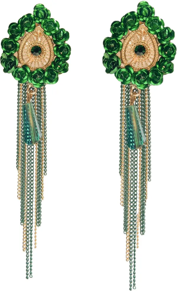 Alluring_Drop_Earrings_with_Delicate_Gold_Chains_and_Tassels_Crystal_Alloy_Drops_&_Danglers,_Hoop_Earring