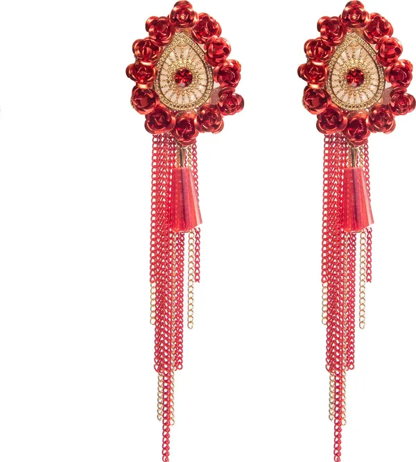Alluring_Drop_Earrings_with_Delicate_Gold_Chains_and_Tassels_Crystal_Alloy_Drops_&_Danglers,_Hoop_Earring