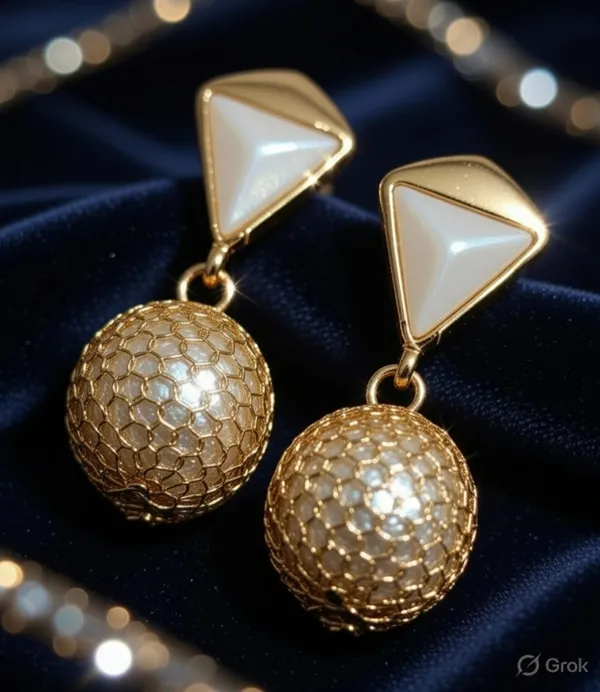 Elegant_Gold_Plated_Pearl_Drop_Earrings_for_Women_|_Triangle_Stud_with_Designer_Ball_Dangle_|_Party_&_Wedding_Fashion_Jewellery
