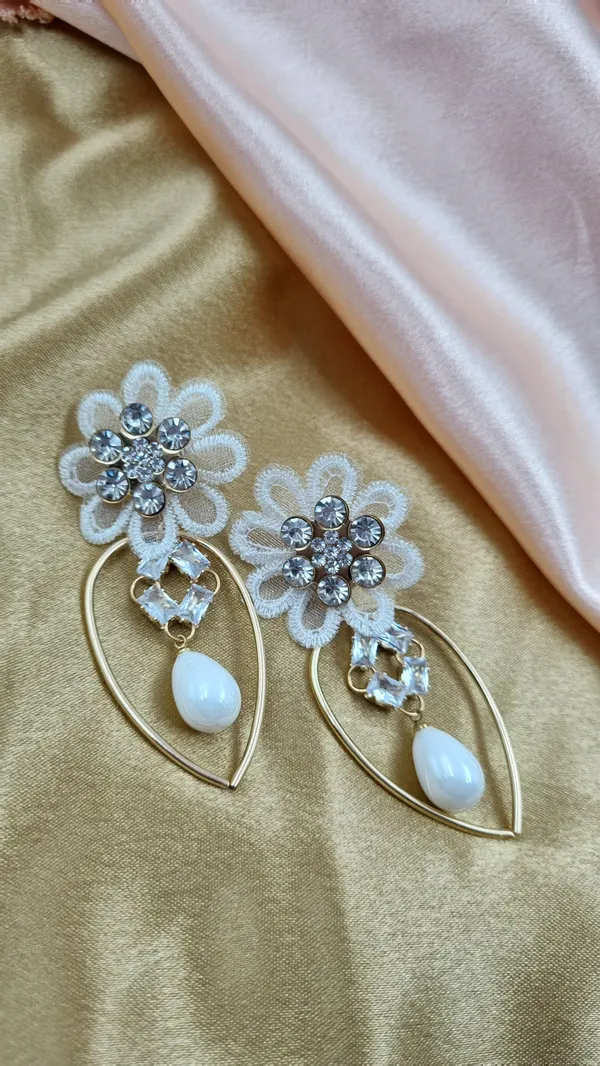 Floral_Crystal_Hoop_Drop_Earrings_for_Women_|_Black_Lace_Flower_Stud_with_Teardrop_Pearl_|_Statement_Party_Wear_Fashion_Jewelry