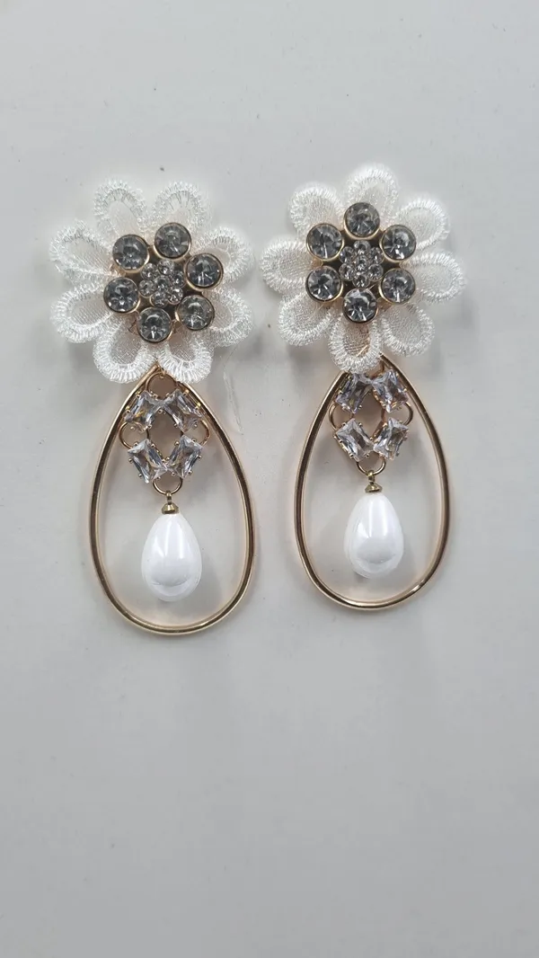 Floral_Crystal_Hoop_Drop_Earrings_for_Women_|_Black_Lace_Flower_Stud_with_Teardrop_Pearl_|_Statement_Party_Wear_Fashion_Jewelry