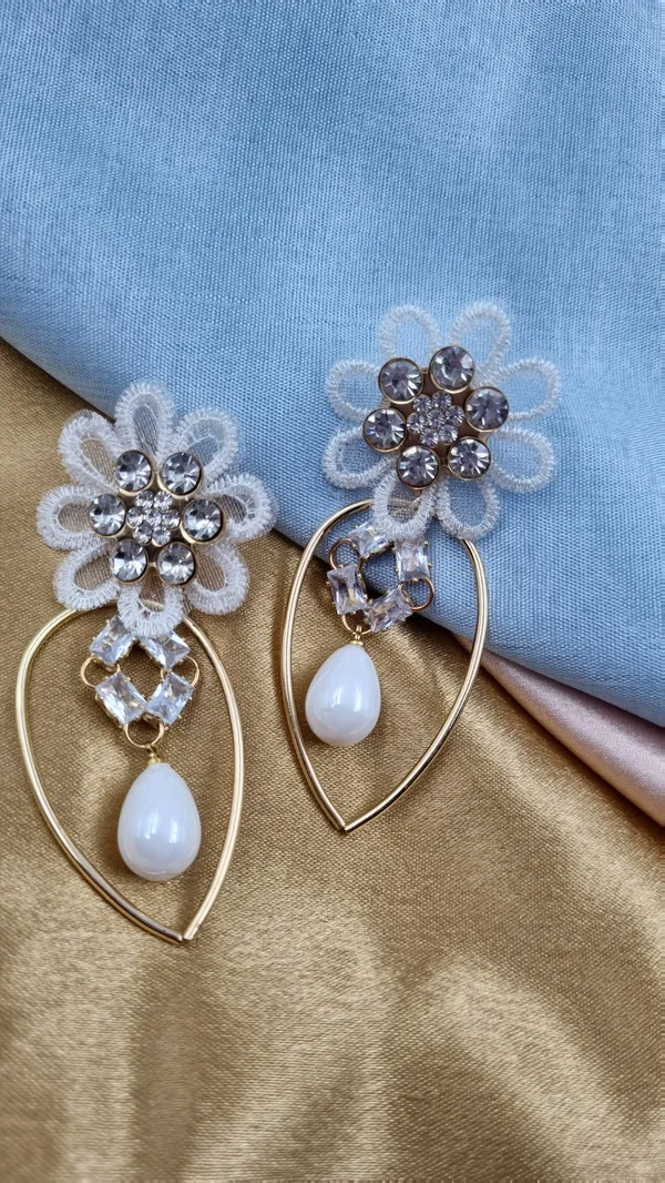 Floral_Crystal_Hoop_Drop_Earrings_for_Women_|_Black_Lace_Flower_Stud_with_Teardrop_Pearl_|_Statement_Party_Wear_Fashion_Jewelry