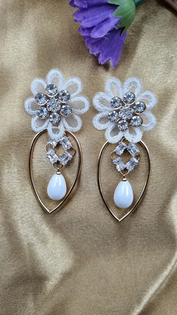 Floral_Crystal_Hoop_Drop_Earrings_for_Women_|_Black_Lace_Flower_Stud_with_Teardrop_Pearl_|_Statement_Party_Wear_Fashion_Jewelry