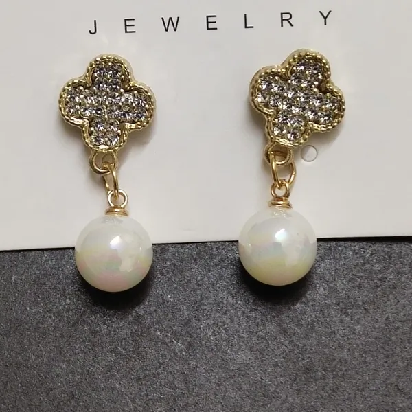 Gold_Clover_Pearl_Drop_Earrings_for_Women_|_Crystal_Stud_Designer_Earrings_|_Elegant_Party_Wear_Jewelry