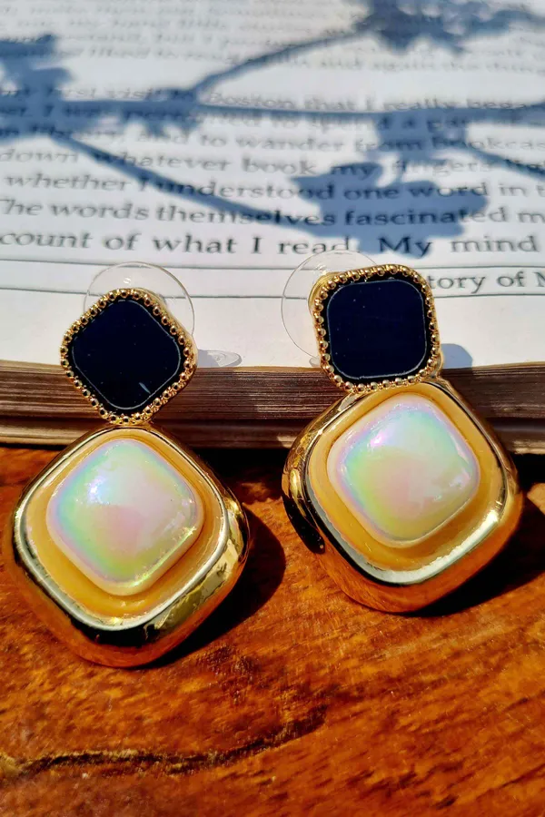 Gold_Geometric_Pearl_Drop_Earrings_for_Women_|_Black_Stud_Designer_Earrings_|_Trendy_Fashion_Jewelry
