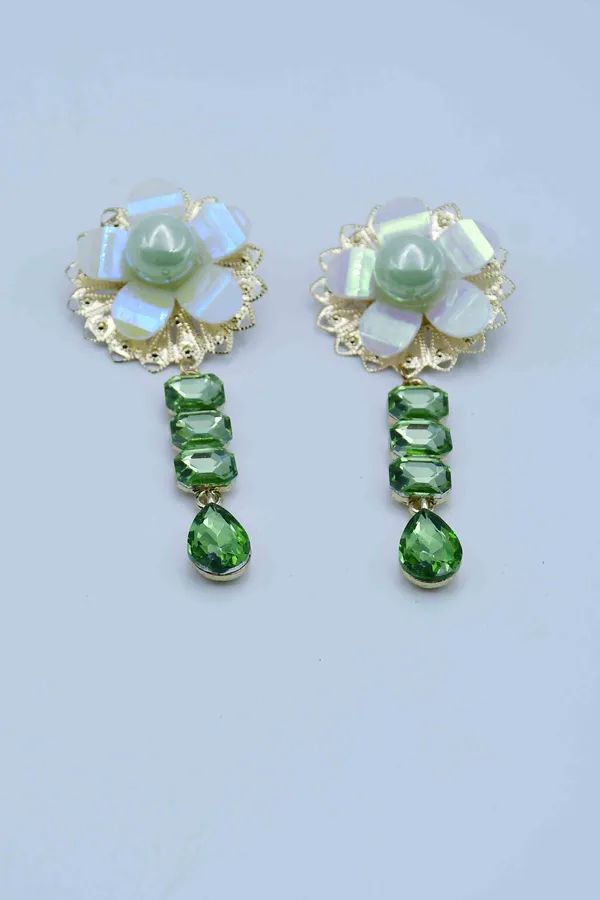 Green_Rhinestone_and_Pearl_Drop_Earrings_Crystal_Brass,_Crystal_Drops_&_Danglers,_Earring_Set